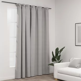 vidaXL Zasłona stylizowana na lnianą, z haczykami, szara, 290x245 cm - Akcesoria do wystroju okien - miniaturka - grafika 1