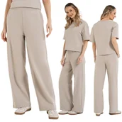 Spodnie damskie - DRESOWE SPODNIE DAMSKIE GŁADKIE WYGODNE LUŹNE Z WYSOKIM STANEM MORAJ XXL - miniaturka - grafika 1