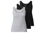 Koszulki i topy damskie - esmara® Podkoszulki damskie XXL z bawełną, 3 sztuki (XXL (52/54), Czarny/ szary) - miniaturka - grafika 1