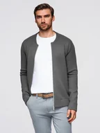 Swetry męskie - Męski sweter gładki na zamek grafitowy V2 OM-SWZS-0146 - Ombre Clothing - miniaturka - grafika 1