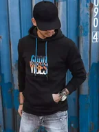 Bluzy męskie - Bluza męska ocieplana z kapturem czarna Dstreet BX5377-L - miniaturka - grafika 1