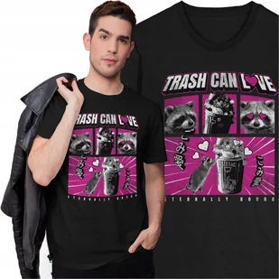 Koszulka Szop Pracz Racoon Zwierzęta Kosz na Śmieci Love Serce Natura - Koszulki męskie - miniaturka - grafika 1