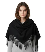 Moda i Uroda OUTLET - Jednokolorowy szal szaik chusta z frędzlami STELLA - miniaturka - grafika 1