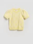 Swetry dla dziewczynek - Reserved - Sweter z krótkim rękawem - jasnożółty - miniaturka - grafika 1