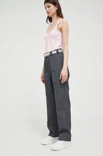 Spodnie damskie - Dickies spodnie damskie kolor szary proste high waist - grafika 1