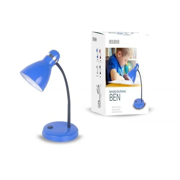 INQ Lampka biurkowa INQ Ben, E27, niebieska, 40 W