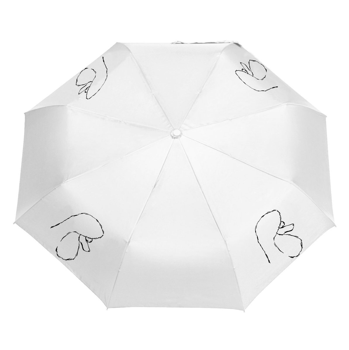 Parasol z Psami Parasolka Pudel Składana, Lekka, Wiatroodporna Biały