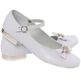 Białe buty komunijne dla dziewczynki baleriny Miko model 805 rozmiar 33 - Moda i Uroda OUTLET - miniaturka - grafika 1