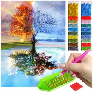 Haft Diamentowy ARTULIO, Obraz DIY 5D, Diamond Painting, Mozaika diamentowa 30x40cm (Cztery pory roku) + zestaw akcesoriów - Malowanie po numerach - miniaturka - grafika 1