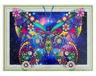 Zabawki kreatywne - Diamentowa mozaika 40x30cm, Kwiecisty motyl - miniaturka - grafika 1