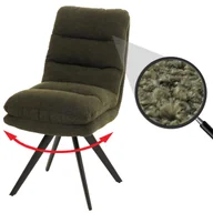 Krzesła - Krzesło do jadalni HWC-G66, krzesło kuchenne, obrotowe, automatyczna pozycja tkanina/tkanina bouclé MVG ~ zielony - miniaturka - grafika 1