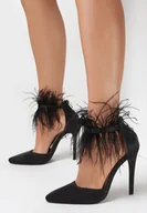 Sandały damskie - Czarne Sandały z Piórami Phoceous - miniaturka - grafika 1