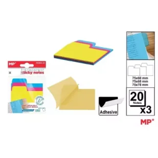 Karteczki samoprzylepne indeksujące 3x20szt - Etykiety samoprzylepne i bloki etykiet - miniaturka - grafika 1