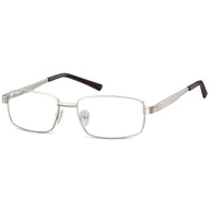 Okulary korekcyjne, oprawki, szkła - Męskie Oprawki korekcyjne zerówki okulary metalowe 639E srebrne - miniaturka - grafika 1