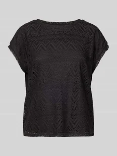 T-shirt z ażurowym wzorem model ‘MAYA’ - Koszulki i topy damskie - miniaturka - grafika 1