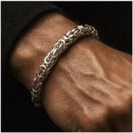 Bransolety męskie - SREBRNA GRUBA BRANSOLETKA MĘSKA SPLOT KRÓLEWSKI 22 CM 5 MM PEŁNA PRÓBA 925 - miniaturka - grafika 1