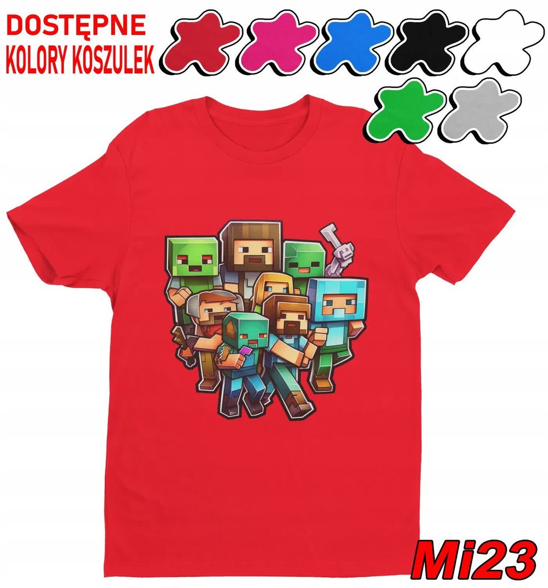 Koszulka Dziecięca Z Nadrukiem Dla Fana Mainkraft Gry Wzory -M 134-140