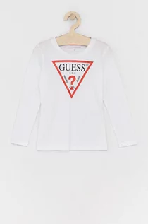 Bluzki dla chłopców - Guess Longsleeve dziecięcy kolor biały z nadrukiem - grafika 1