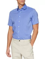 Koszule męskie - Seidensticker Męska koszula biznesowa - bez prasowania, taliowana koszula - krótki rękaw - kołnierz typu kent - 100% bawełna, niebieski (średni niebieski 14), 46 PL - miniaturka - grafika 1