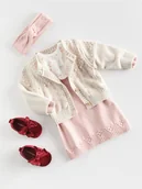 Komplety dla niemowląt - Reserved - Dzianinowa sukienka z opaską - pastelowy róż - miniaturka - grafika 1