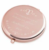 Lusterka do makijażu - Lusterko okrągłe różowe z grawerem dla niej na walentynki Dzień Kobiet - miniaturka - grafika 1