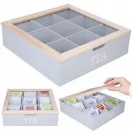 Pojemniki kuchenne - Herbaciarka pudełko pojemnik na herbatę szary - miniaturka - grafika 1