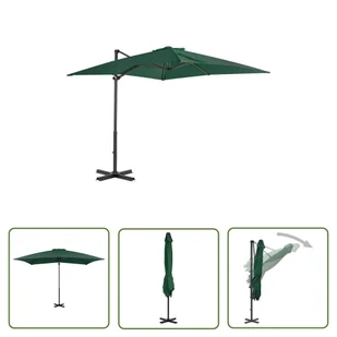 The Living Store Parasol wiszący z aluminiowym słupkiem - 250x250 cm - zielony - Parasol Wiszący - Parasole ogrodowe - miniaturka - grafika 1