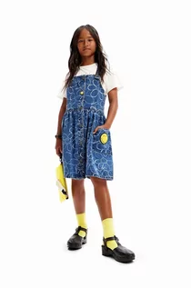 Sukienki i spódniczki dla dziewczynek - Desigual sukienka jeansowa dziecięca kolor niebieski mini prosta - grafika 1