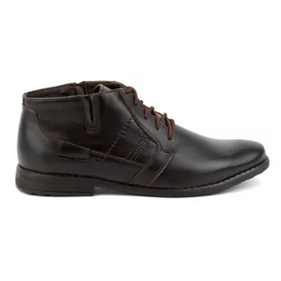 Buty męskie sztyblety skórzane sznurowane niskie 902KZ brązowe - Buty Olivier - Buty zimowe męskie - miniaturka - grafika 1