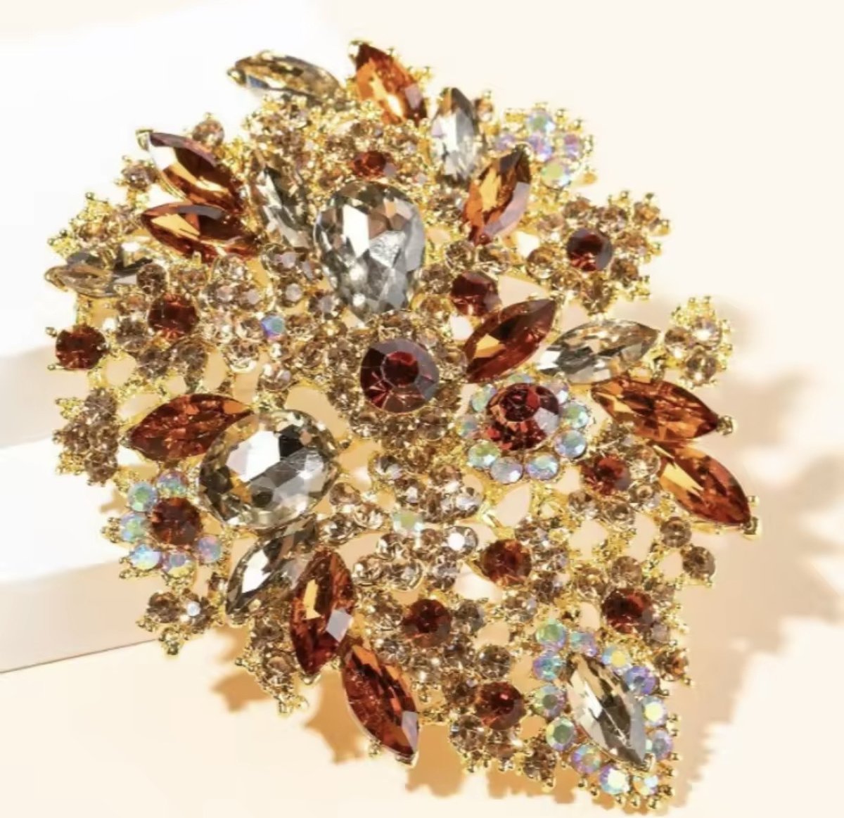 Broszka Golden Vintage Crystal luxury Glamour Brooch