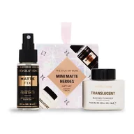 Zestawy kosmetyków damskich - Makeup Revolution London Mini Matte Heroes Zestaw spray utrwalający Matte Fix 30 ml + puder utrwalający Translucent Baking Powder 10 g - miniaturka - grafika 1