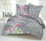 Pościel - Karo Pościel z kory 160x200 732a szara motylki kolorowe ornament na guziki bawełniana - miniaturka - grafika 1