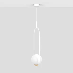 Biała lampa wisząca ze złotym, ozdobnym elementem K-5300 z serii ARLENA - Lampy sufitowe - miniaturka - grafika 1