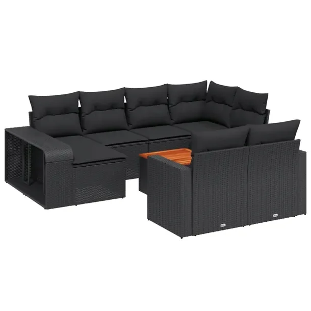 Zestaw mebli ogrodowych z rattanem PE, kolor czarny, wymiary: 65,5x62x69 cm