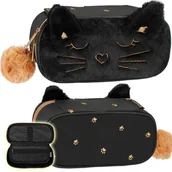 Piórniki - Starpak Piórnik Szkolny Tuba Usztywniana Czarny Kotek z Futerkiem 529685 - miniaturka - grafika 1