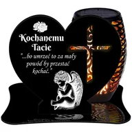 Lampiony i znicze - ZNICZ SOLARNY LED WIECZNY PODSTAWKA NA CMENTARZ GRÓB Krzyż EFEKT PŁOMIENIA DLA TATY - miniaturka - grafika 1