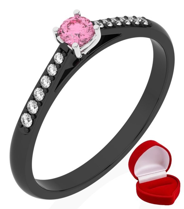 ZŁOTY PIERŚCIONEK ZARĘCZYNOWY 585 14k SZAFIR 0,09 ct CZARNE ZŁOTO R18