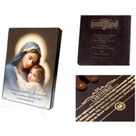 Ikony i obrazy sakralne - Naklejana ikona religijna z cytatem - Matka Boża z Dzieciątkiem Jezus - miniaturka - grafika 1