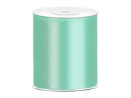 Pasmanteria - PartyDeco Tasiemka satynowa, miętowa, 100 mm / 25 m TS100-103 - miniaturka - grafika 1