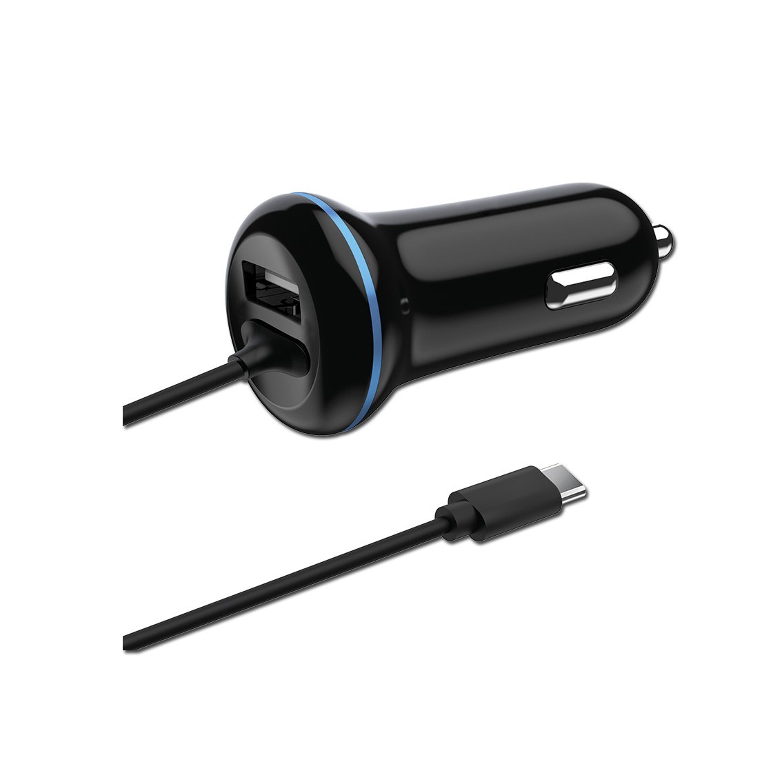 Ładowarka samochodowa 2GO USB 2400mA DUO Typ C 3.1 + 1x USB czarna