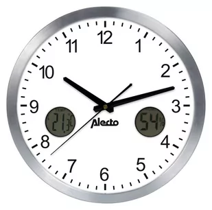 Duży Analogowy Zegar Ścienny, Aluminium Z Termometrem I Wilgotnościomierzem Alecto Ak-15 - Zegary - miniaturka - grafika 1