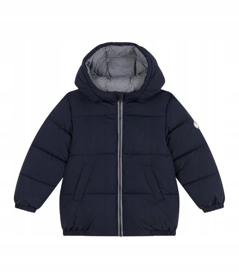 PETIT BATEAU GRANATOWA ZIMOWA PIKOWANA KURTKA Z KAPTUREM 104 16BA