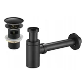 Korki do umywalek - Mexen półsyfon umywalkowy okrągły z korkiem klik-klak, z przelewem, czarny - miniaturka - grafika 1