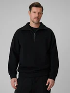 Bluzy męskie - 4F Bluza dresowa regular bez kaptura męska - czarna XXL - miniaturka - grafika 1