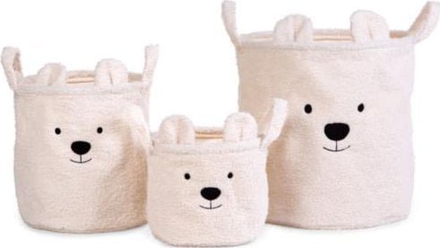 Childhome Zestaw 3 koszy na zabawki Teddy Bear Off