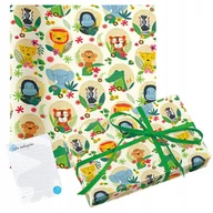 Scrapbooking - papier PREZENTOWY zwierzątka do pakowania PREZENTÓW dla dzieci na urodziny - miniaturka - grafika 1