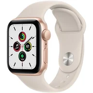 Smartwatch - Apple Watch SE GPS 40mm Gold Alu Black Sport MKQ03WB/A Biały - miniaturka - grafika 1