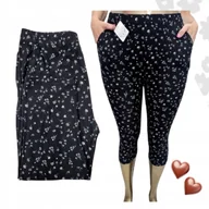 Legginsy - REWELACYJNE RYBACZKI KIESZENIE leginsy 3/4 kwiat elastyczne 40 42 L XL - miniaturka - grafika 1