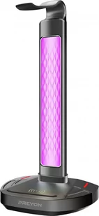 PREYON Stojak na słuchawki Heron Beak RGB, ładowarka, hub USB (PHB41B) - Akcesoria do słuchawek - miniaturka - grafika 1