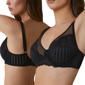 Biustonosze - Biustonosz z Koronki Miękki Szerokie Ramiączka Bardzo Wygodny Czarny 75D - miniaturka - grafika 1